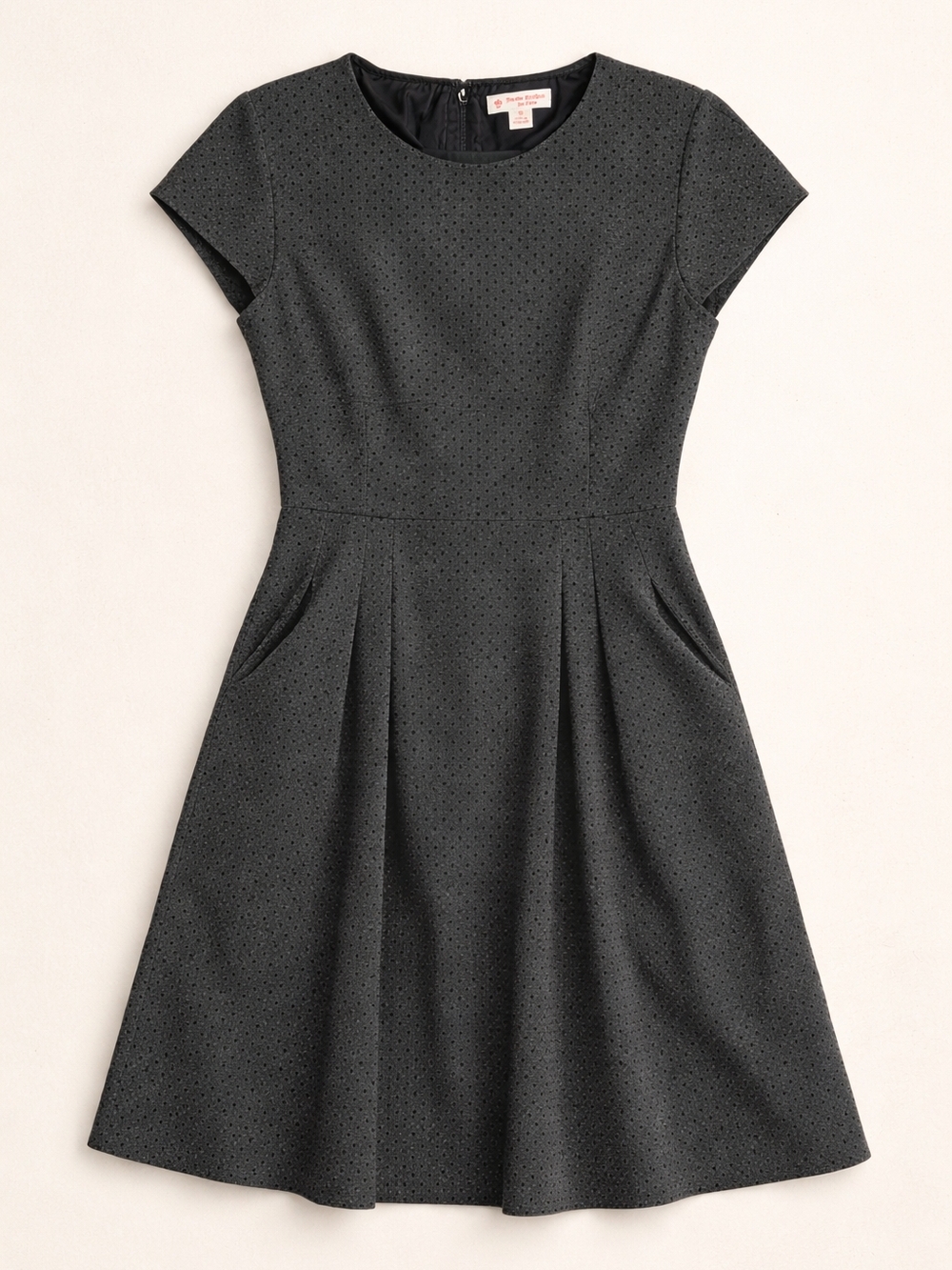 Brooks Brothers Charcoal Gray Fit-and-Flare Midi Dress